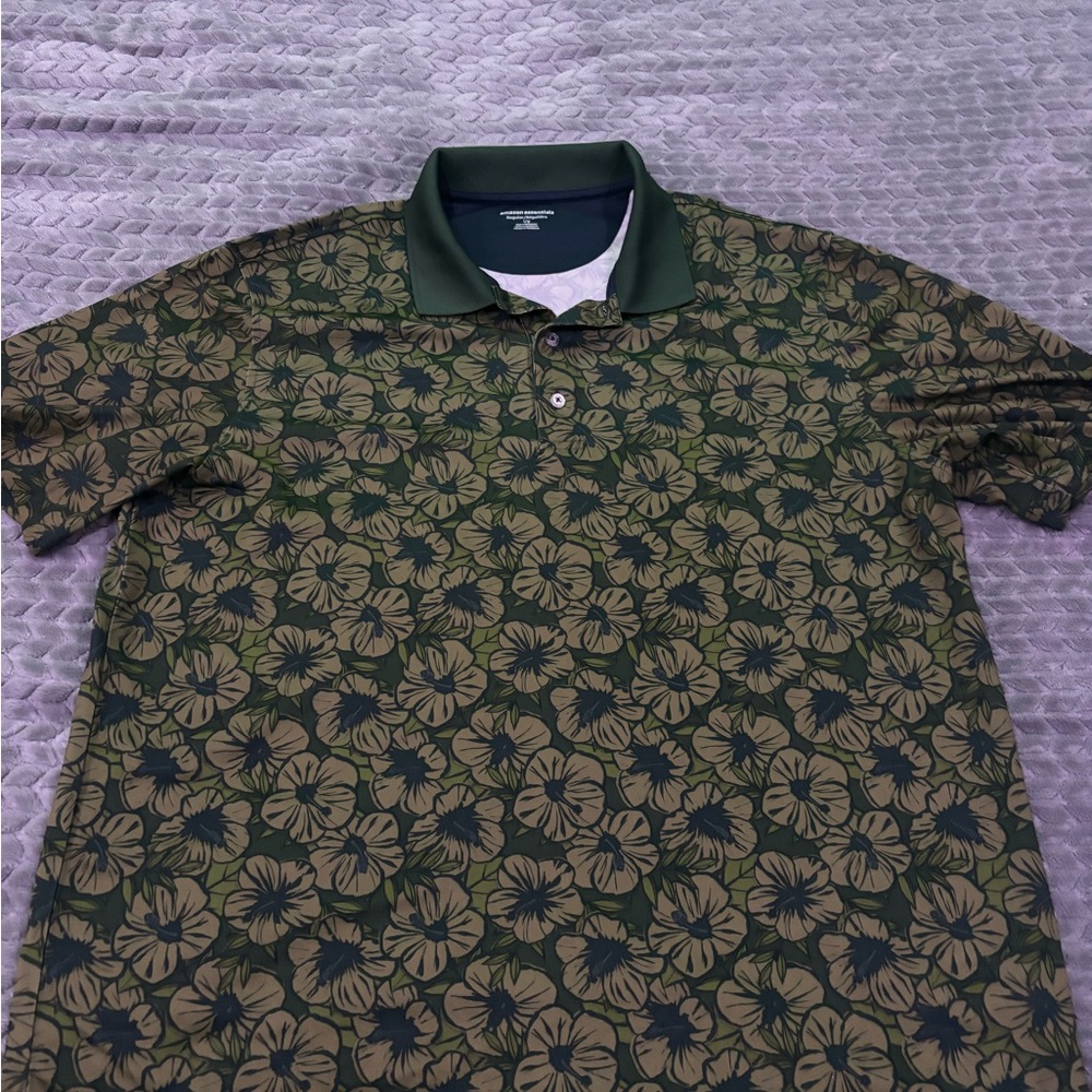 Amazon Essentials Green Polo Shirt with Pattern